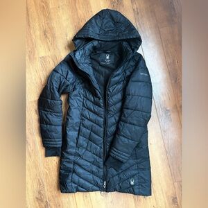 Women's Spyder Boundless Hooded Puffer Coat Jacket. Black. Size Small